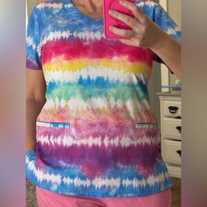Colorful Tie-Dye Women's Scrub Top by Zoe+Chloe